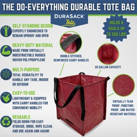 DURASACK Heavy Duty Storage Tote Bag 22-Gallon Rugged Woven Polypropylene Moving Bag, Reusable Self-Standing Design, Holds up to 500 Pounds, Pack of 4, Multicolored