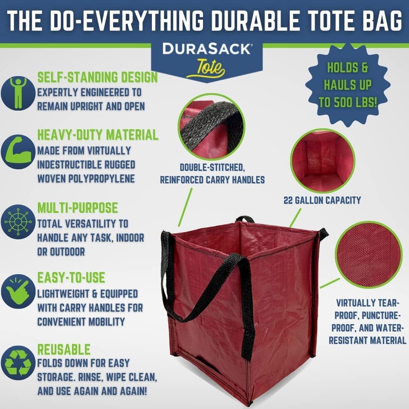 DURASACK Heavy Duty Storage Tote Bag 22-Gallon Rugged Woven Polypropylene
