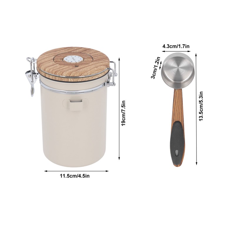 Coffee Canister 1.8L Stainless Steel Airtight Coffee Bean Storage Container