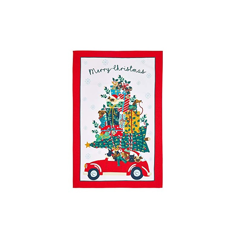 Ulster Weavers Hound Dog Christmas Cotton Tea Towel, Multicolor