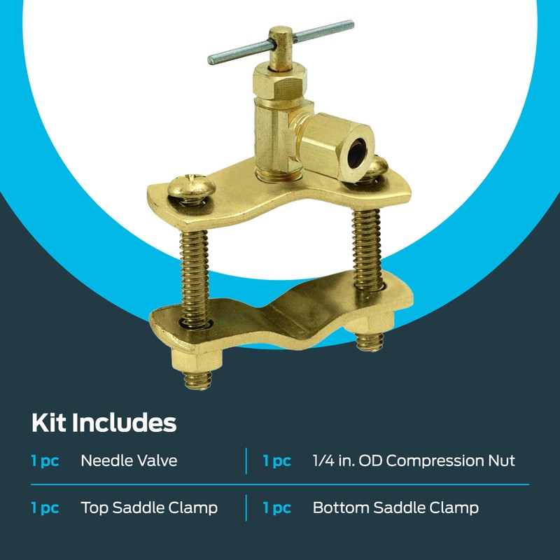 EZ-FLO 1/4 Inch (OD) Self Tapping Saddle Valve, Brass, 65801LF