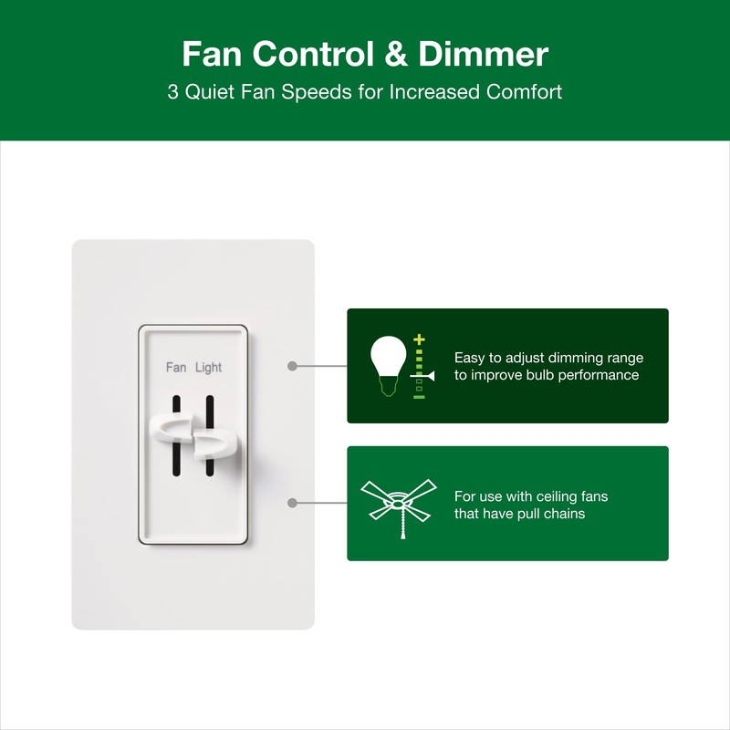 Lutron Skylark Fan Switch and Light Dimmer, 3-Speed Fan and