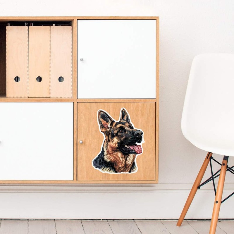 Large 210mm 'German Shepherd Side Profile' Permanent Sticker Decal for