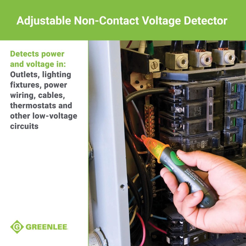 Greenlee GT-16 Adjustable Non-Contact Voltage Detector, 5V - 1000V AC,Green,
