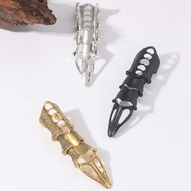 Prosy Gothic Pack of 4 Knuckle Ring Punk Armour Joint Open Ring Claw Finger Rings Flexible for Men and Women Metal No Gemstone, Metal, No Gemstone