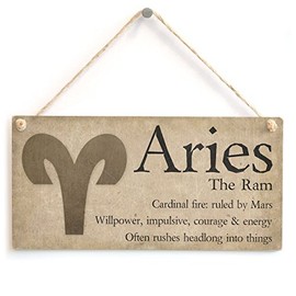 Meijiafei Aries The Ram - Beautiful Spiritual Gift Astrology Sign of The Zodiac Plaque 10"x5"