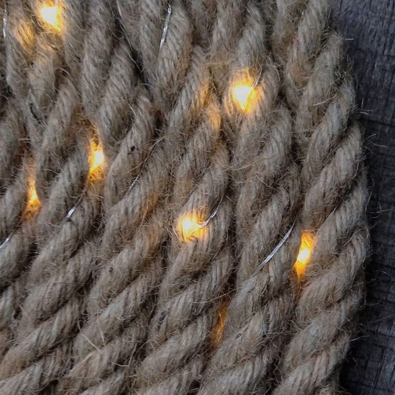 Solar Hemp Rope Copper Wire String Light LED Garden Yard