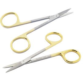 TC Iris Scissor Straight 4.5” (11.5 cm) – Surgical Dental Micro Dissecting Scissors, Premium Grade Stainless Steel, Tungsten Carbide Blades with Gold Rings 2 Pcs