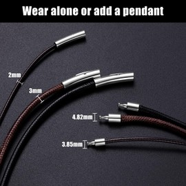 Fiusem Black Braided String Cord Necklace for Men, 2MM Black Mens Braided Cord Necklace, Waterproof Black Necklace for Men and Women, Mens Necklace 28 Inch