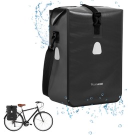 nutmanel Bicycle Bag for Pannier Rack, 15 L, 100% Waterproof, with Reflectors, Tarpaulin Pannier Rack Bag, with Carry Handle and Shoulder Strap, Shoulder Bag, Rear Bicycle Bags