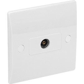Single Co-Axial Socket – White Molded Square Edge TV Aerial Outlet – Durable & Stylish Design – Easy to Install – Ideal for Home & Office – Compatible with Standard Coaxial Cables & Connections