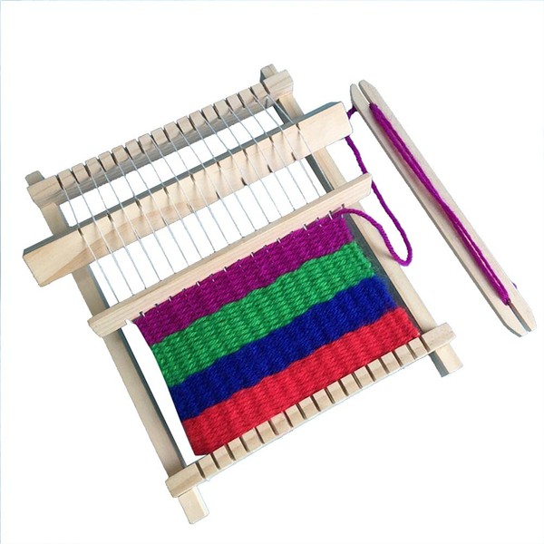 Haofy Children Weaving Machine, DIY Hand-Knitting Machine Wooden Weaving Loom Kit Knitting Weaver Set, Children Weaving Machine Educational Toys