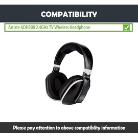 HTINDUSTRY Earpads & Headband Replacement Compatible with Artiste ADH300 2.4GHz TV Wireless Headphone Ear Pads with Softer Protein Leather/Memory Foam