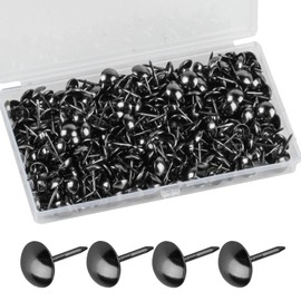 320 Pcs Upholstery Nails, Upholstery Tacks Pins, Furniture Decorative Thumbtacks, Antique Push Studs Pins, Drawing Picture Chairs Carpet Nails Studs Tacks - 11x17 MM (Black)