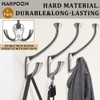 HARPOON 5 Pack Heavy Duty Three Flared Prongs Coat Hooks,