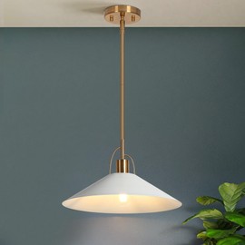 KSANA Pendant Lights Kitchen Island, 14'' Gold and White Pendant Light Fixtures, Modern Large Metal Kitchen Pendant Lighting Over Island