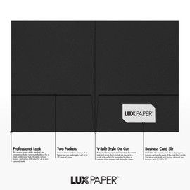 9 x 12 Presentation Folders in 100 lb. Midnight Black with 2 Pockets, Holder for Standard 8 1/2 x 11 Paper, Professional Documents, Brochures, School Reports, 50 Pack (Black)