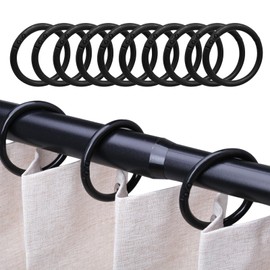 Yuqilin Pack of 100 Curtain Rings, Durable Curtain Rings, Type O Shower Curtain Rings, Plastic Curtain Rings, Reusable Curtain Rings, Curtain Pole, for Most Curtain Poles (Black)