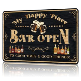 Azppan Bar Sign Decor Bar Open Metal Tin Signs for Home Bar Man Cave Vintage Wall Accessories Beer Cheers Decorations Gifts 12X8 Inches
