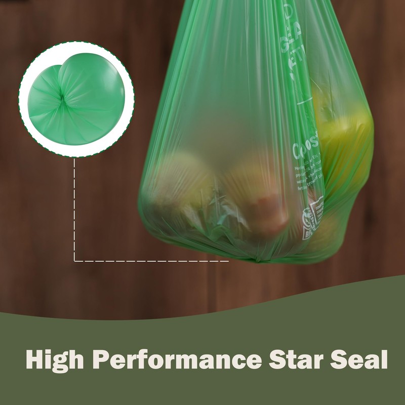 JENCENBIO Compostable Bin Liners 6 Liter Extra Thick 0.6 Mils,
