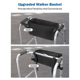 JOYTUTUS Walker Basket for Folding Walker, Basket for Walkers for Seniors,Rollator Walkers Storage Bag, Can be Installed Outside or Inside of Walker, Wheerchair