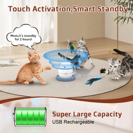 Tyasoleil 4 in 1 Smart Cat Toys, Interactive Cat Toys, Cat Toys for Indoor Cats Adult, Upgrade Motor, Automatic Cat Toy - 3 Modes Indoor Cat Toys, Electronic Cat Feather Kitten Toy