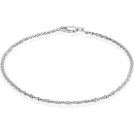 Verona Jewelers Italian 925 Solid Sterling Silver 2MM DIAMOND CUT Roc Anklet Chain 9" or 10" - 9"