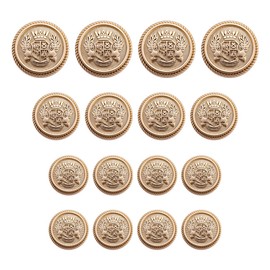 YFFSFDC Blazer Buttons 16-Piece Set Diameter 15mm/20mm/25mm Metal Buttons Replacement Repair School Uniform/Suit/Coat etc. Clothing Accessories DIY Handmade (Gold)