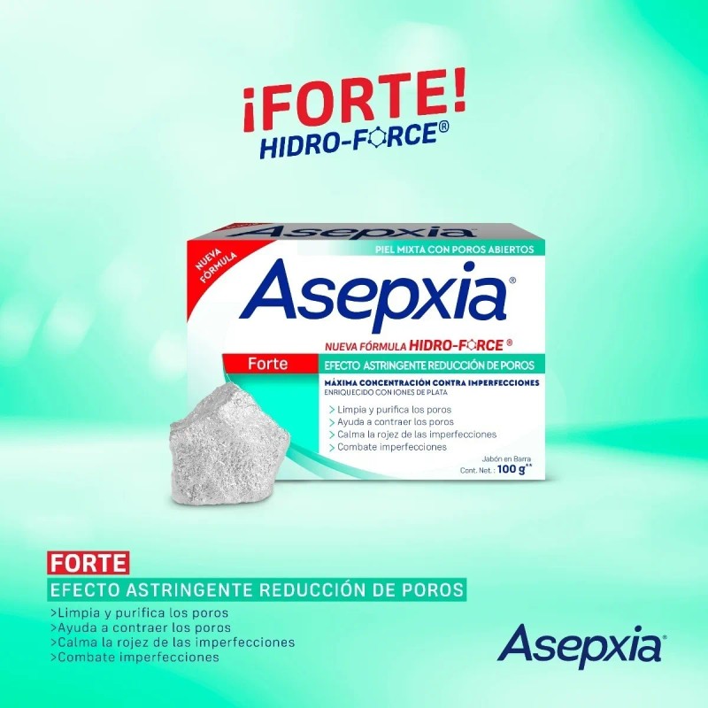 Asepxia Jabón Barra Hidro Force Piel Mixta 100g