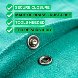 Sewing-Free snap Fastener Set, Ø 12 mm Outside, 20 Pairs, in Silver-Black, Made of Brass, kit Without Pliers, snap Fastener for Clothing, handicrafts, DIY Serrated Ring Button