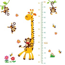 Laoyello Height Measurement Growth Chart Stickers Cute Cartoon Giraffe Growth Up Chart Height Indicator Ruler for Measuring Kids Boys Girls