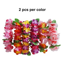 Hawaiian Leis Luau Tropical Headband Flower Crown Wreath Headpiece Wristbands Women Girls Floral Necklace Bracelets Hair Band For Summer Beach Vacation Pool Party Decorations Favors Supplies 12 Pack