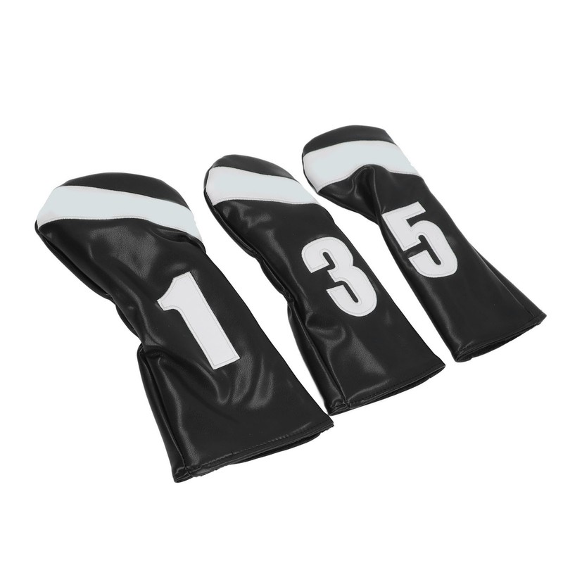 3PCS Golf Club Head Cover PU Leather Waterproof Protective Golf