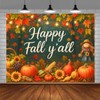 BlissYard Happy Fall Y'all Backdrop Autumn Scarecrow Sunflower Photography Backgroup