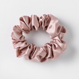Silk Sutra Hair Scrunchies for Frizz Prevention, 22 Momme 100% Mulberry Silk Hair Ties for Breakage Prevention, Elastic ponytail Holders (Dusty Blush & Light Coffee (Large 2pcs))