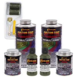 Custom Coat Federal Standard Color # 34094 Olive Drab T70 Urethane Roll-On, Brush-On or Spray-On Truck Bed Liner, 2 Quart Kit with Roller Applicator Kit - Textured Car Auto Protective Coating