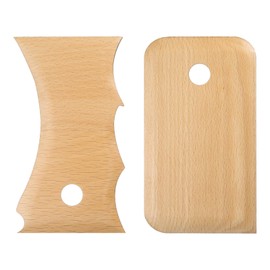 HARFINGTON 2pcs Pottery Ribs Trimming Tools Pottery Profile Rib Wooden Foot Shaper Shaping Big Wave Design Texture Rib Beech Wood for Carving Ceramics Clay