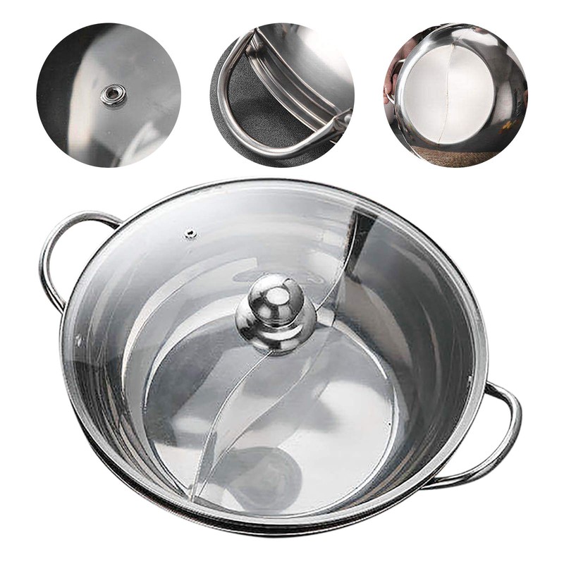 Futchoy 1 Pcs Stainless Steel Hot Pot 4L Round Hot