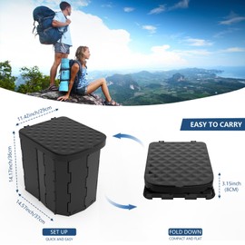 Portable Camping Toilet for Adults - Hapoon XL Portable Folding Toilet with Lid,Travel Portable Potty for Adults,Porta Potty Car Toilet,Light Black