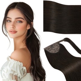 Vivien Real Hair Braid Extensions Brown Real Hair Ponytail Hair Extensions Remy Darkest Brown Braid Extensions Real Hair Ponytail #2 35 cm 70 g