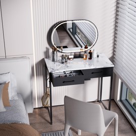 Pamray 32 Inch Small Computer Desk with 2 Drawers for Bedroom Study Writing Home Office Table for Small Spaces Marble