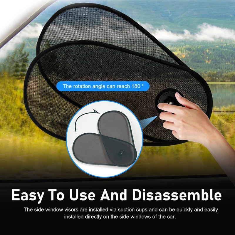 lekiliky 2PCS Car Side Windows Shades, Sunscreen Anti-glare Door Side