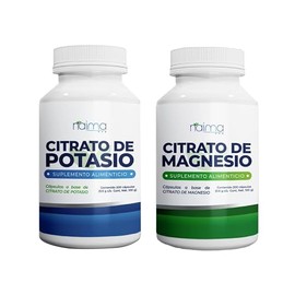 NAIMA Kit Citrato de Magnesio y Citrato de Potasio, 200 Cápsulas por Frasco | Suplemento Alimenticio | Ingredientes Naturales | Puro, Alta Absorción |