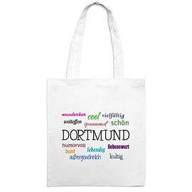 Jute Bag with City Name Dortmund Motif Beneficial Effects – Colour: White – Bag Jute Bag, Hipster Bag