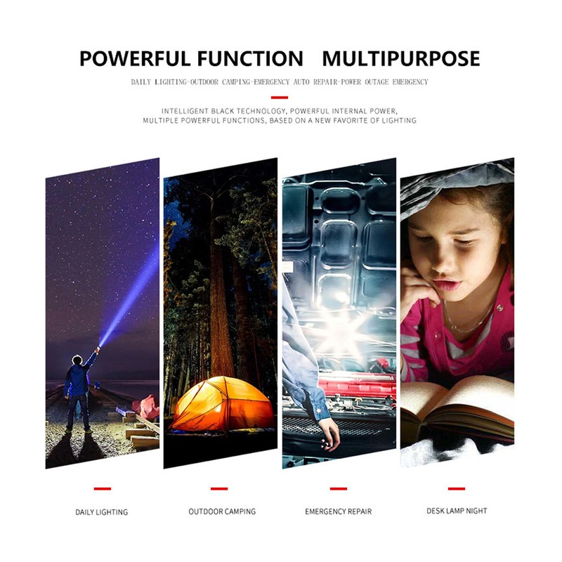 XHP90 Flashlight Zoomable Focusing USB Rechargeable TypeC Rechargeable Torch Outdoor