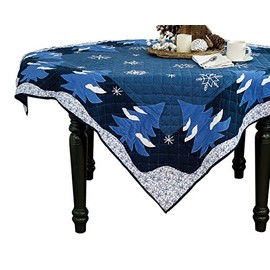 C&F Home Snowflakes Quilted Accent Accent Cotton Table Topper, 54 x 54 in. 54 x 54 Blue