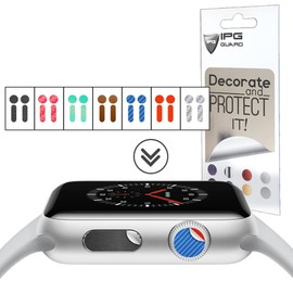 IPG for Watch Crown DOT & Side Button, 28 Decals (14 DOTS + 14 Side Buttons) 7 Different Color Sticker Vinyl Cover (Set 3)