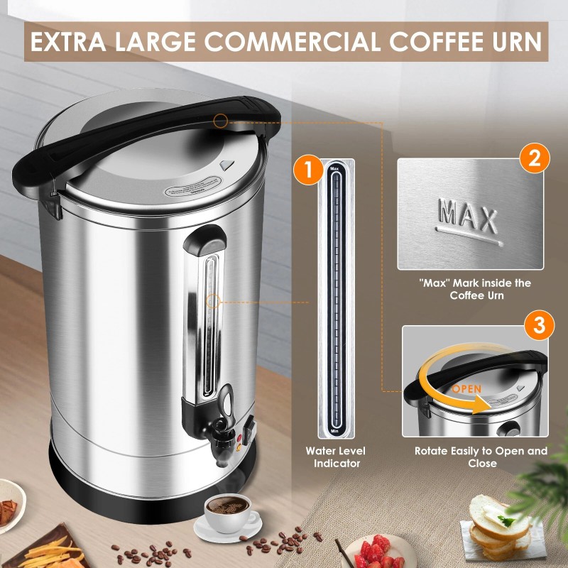 Novelbee 18L Commercial Coffee Urn, 120 Cup Double Wall Coffee