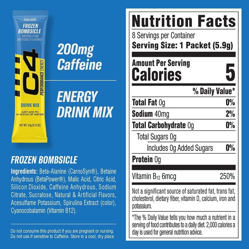 C4 Performance Energy, Variety Pack, 200mg Caffeine, Zero Sugar, NSF