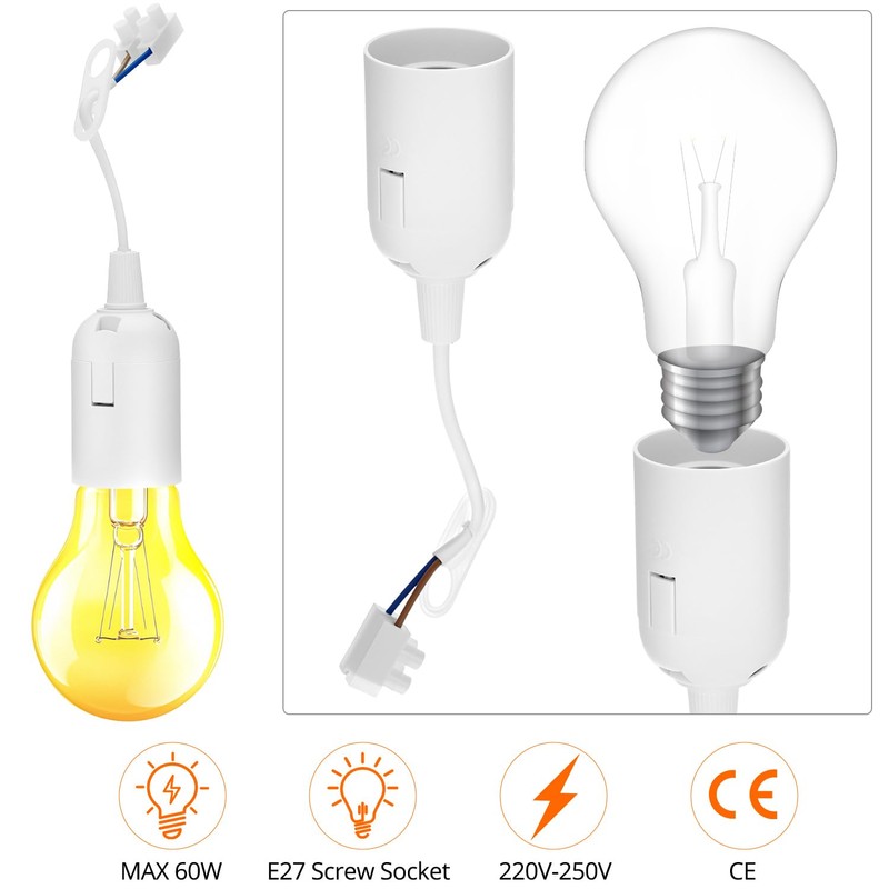 QWORK® Pack of 10 E27 Lamp Holder with Cable, Renovation